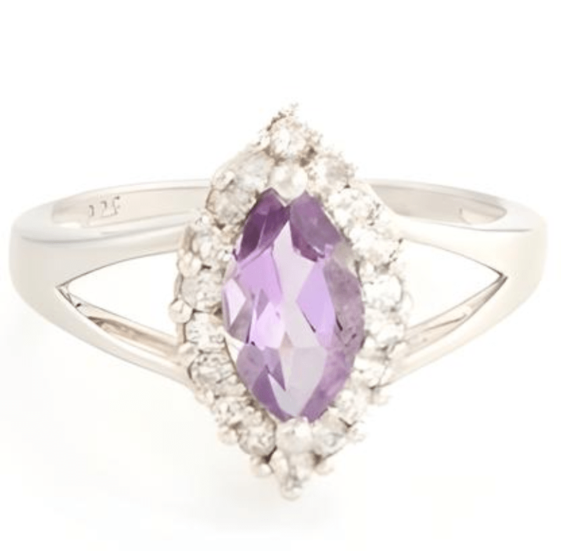 1CT Marquise Amethyst Halo Ring - GEMPARA
