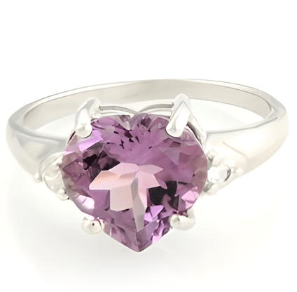 1CT mini Pink Amethyst Heart Ring - GEMPARA