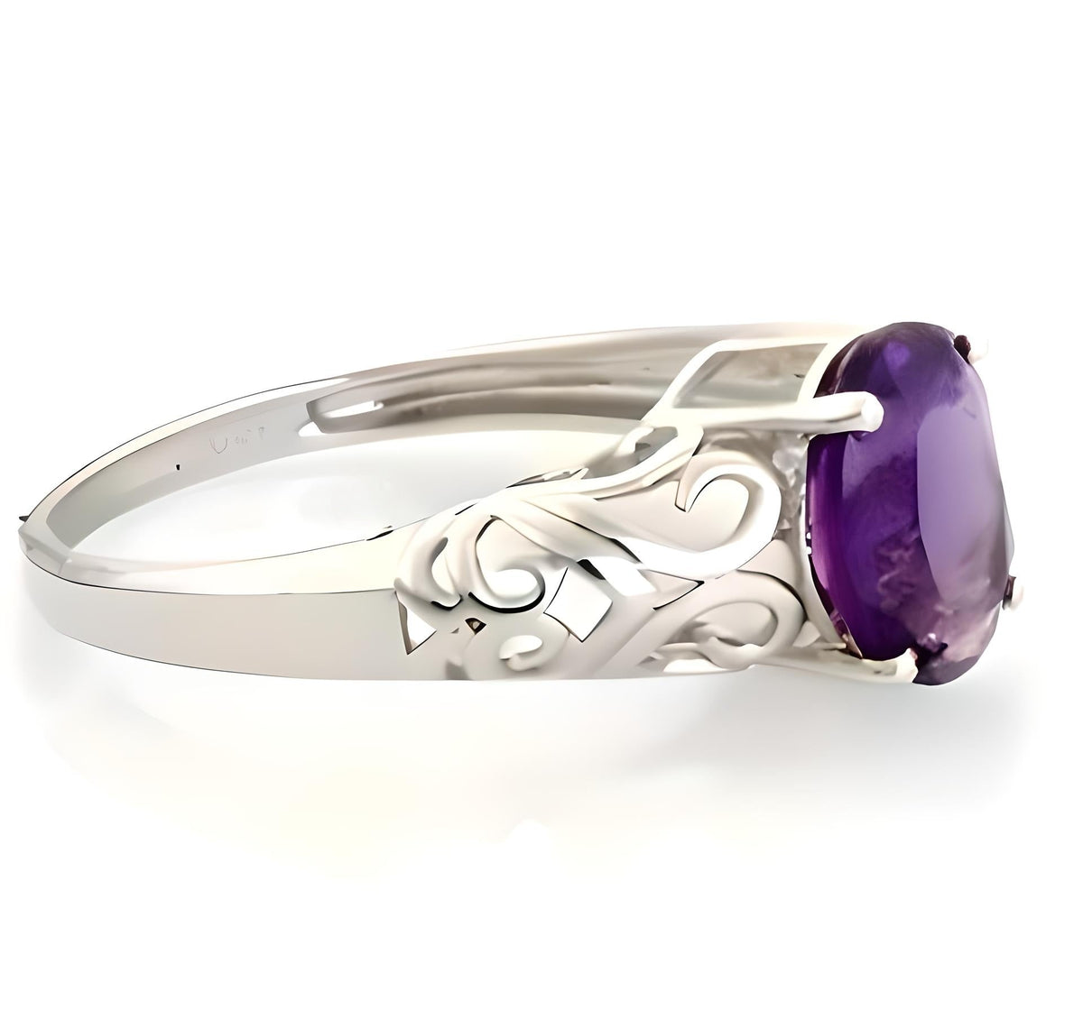1CT Ornate Amethyst Ring - GEMPARA