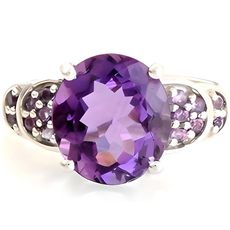 1CT Oval Amethyst Cluster Dome Ring - GEMPARA