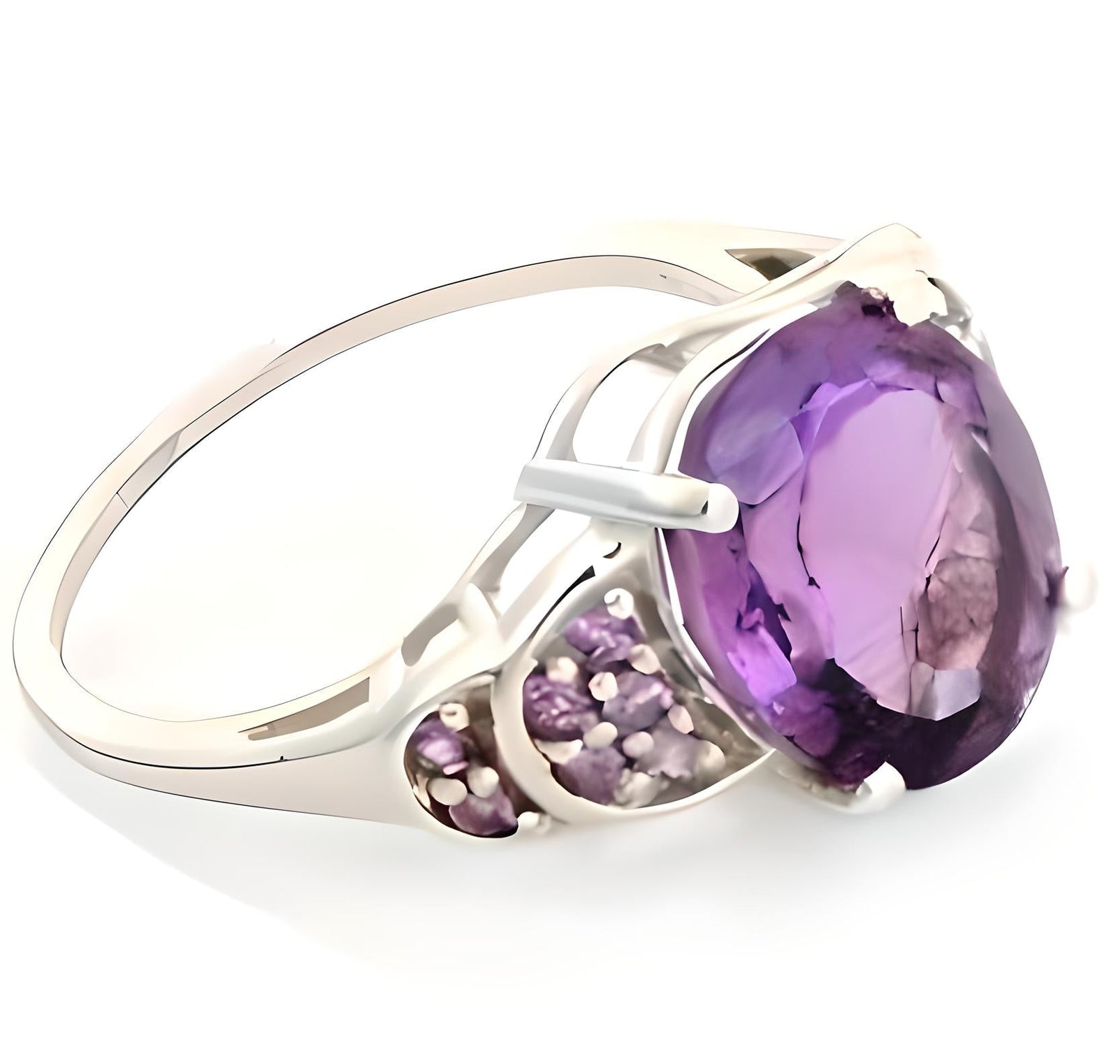 1CT Oval Amethyst Cluster Dome Ring - GEMPARA