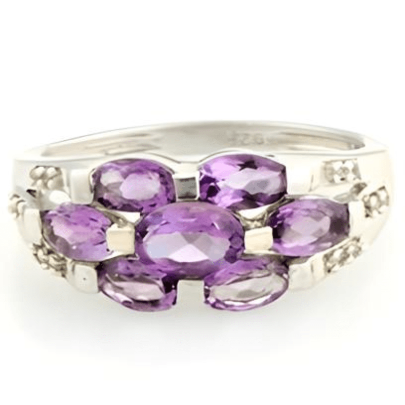 1CT Oval Amethyst Cluster Ring - GEMPARA