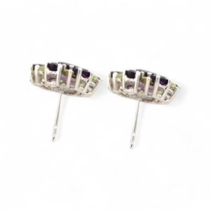 1CT Oval Amethyst Cluster Studs - GEMPARA