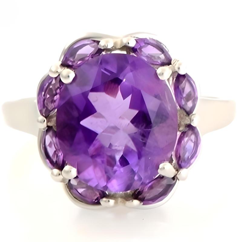 1CT Oval Amethyst Marquise Halo Ring - GEMPARA