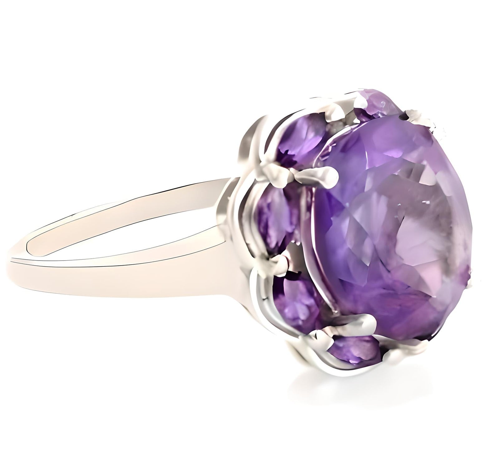 1CT Oval Amethyst Marquise Halo Ring - GEMPARA