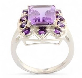 1CT Oval Amethyst Octo Halo Ring - GEMPARA