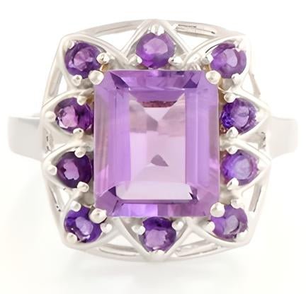 1CT Oval Amethyst Octo Halo Ring - GEMPARA