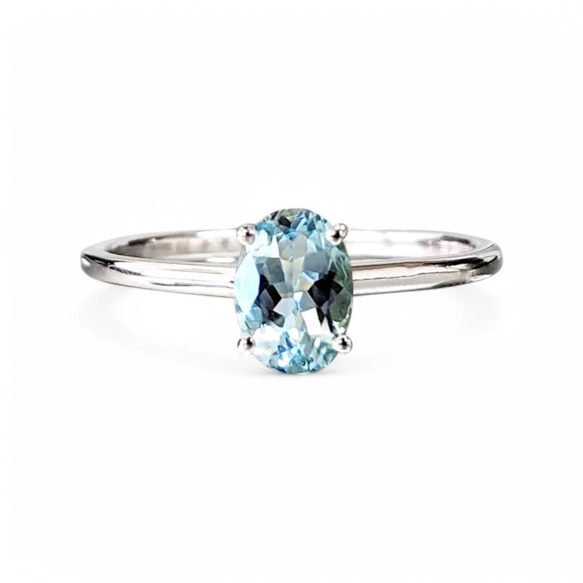 1CT Oval Aquamarine Solitaire Ring - GEMPARA