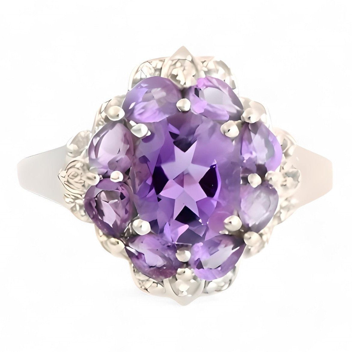 1CT Oval Cluster Amethyst Ring - GEMPARA