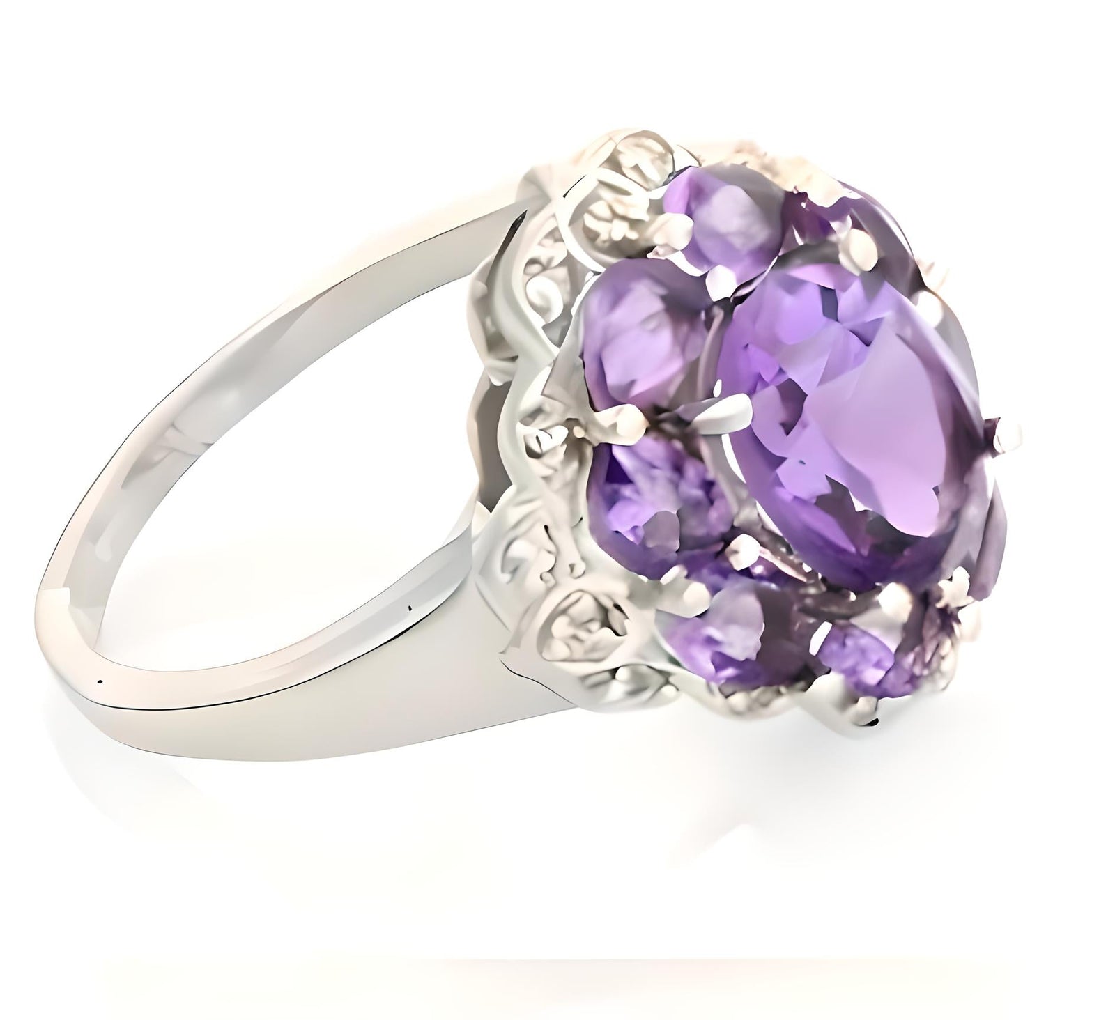 1CT Oval Cluster Amethyst Ring - GEMPARA