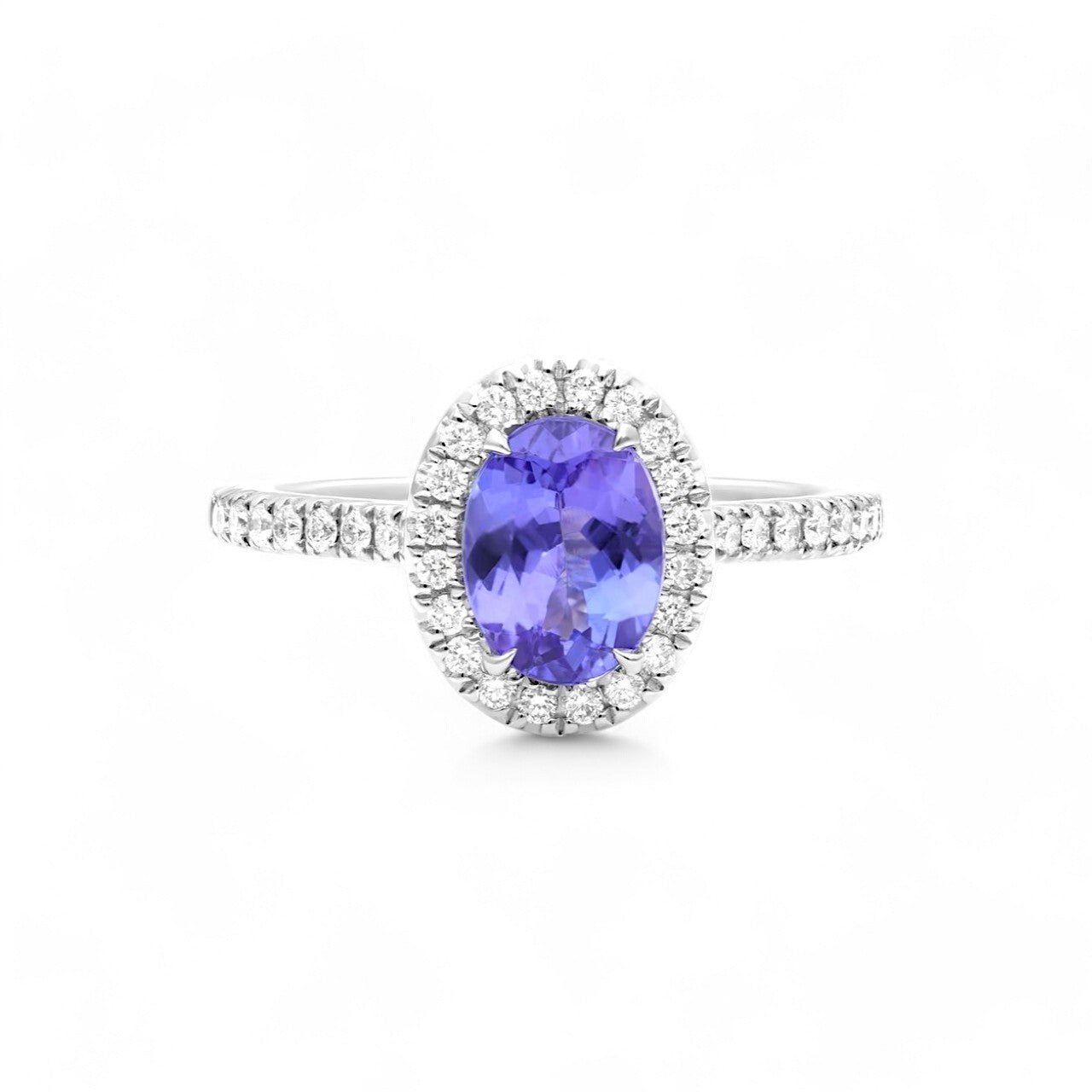 1CT Oval cut Tanzanite Halo Ring - GEMPARA