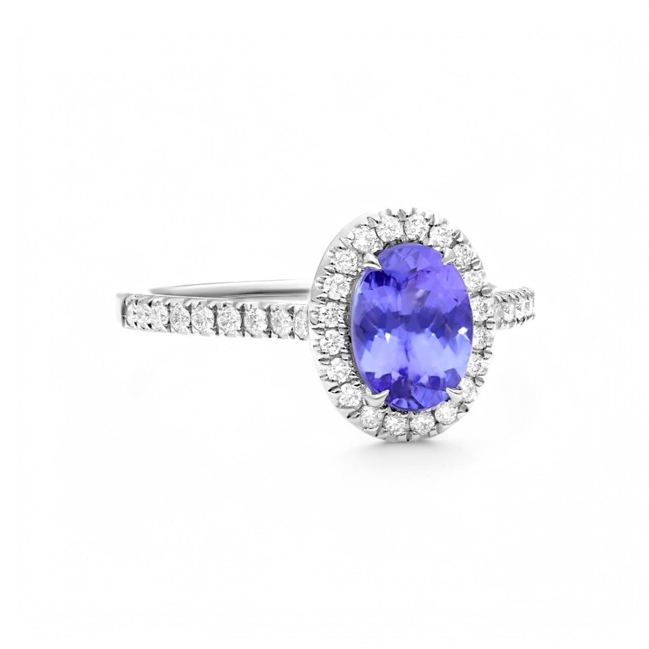 1CT Oval cut Tanzanite Halo Ring - GEMPARA