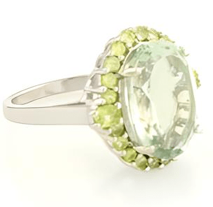 1CT Oval Green Amethyst and Peridot Cluster Ring - GEMPARA
