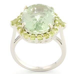 1CT Oval Green Amethyst and Peridot Cluster Ring - GEMPARA