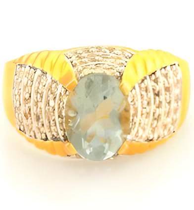1CT Oval Green Amethyst Ring - GEMPARA