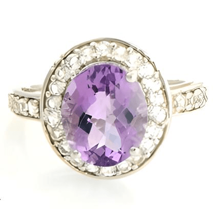 1CT Oval Halo Amethyst Ring - GEMPARA