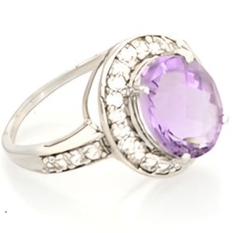 1CT Oval Halo Amethyst Ring - GEMPARA