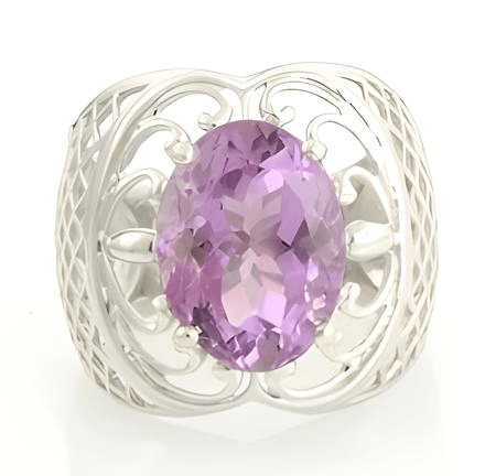 1CT Oval Pink Amethyst Crown Ring - GEMPARA