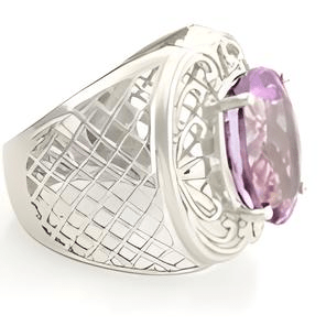 1CT Oval Pink Amethyst Crown Ring - GEMPARA