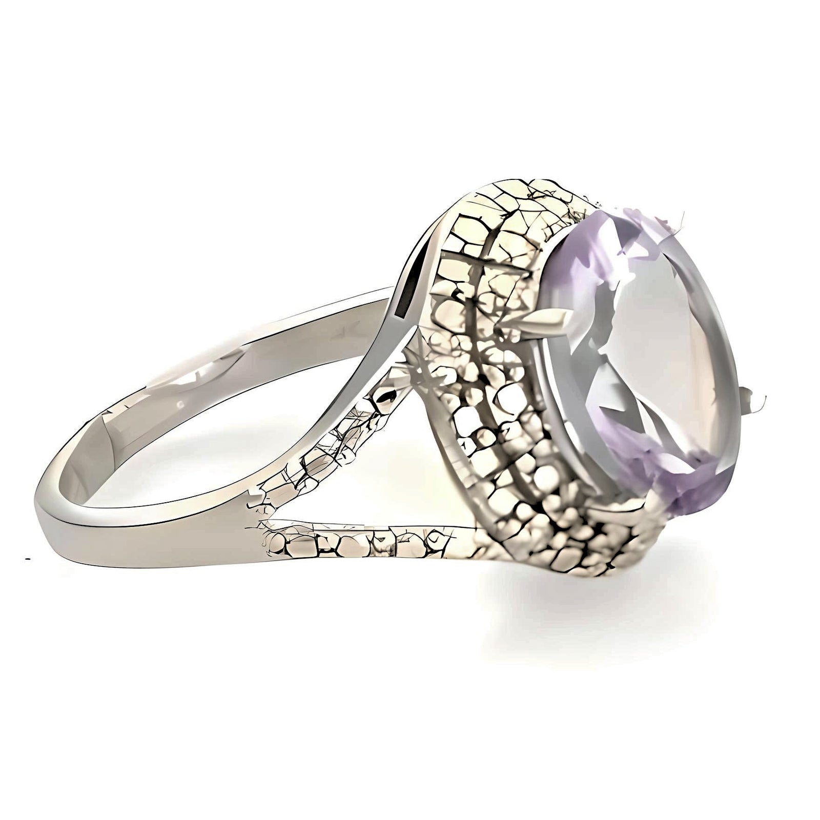 1CT Oval Split Pink Amethyst Ring - GEMPARA