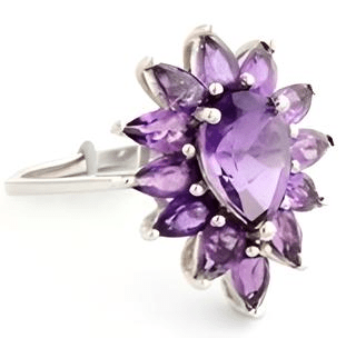 1CT Pear Amethyst Cluster Ring - GEMPARA