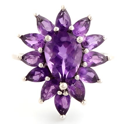 1CT Pear Amethyst Cluster Ring - GEMPARA
