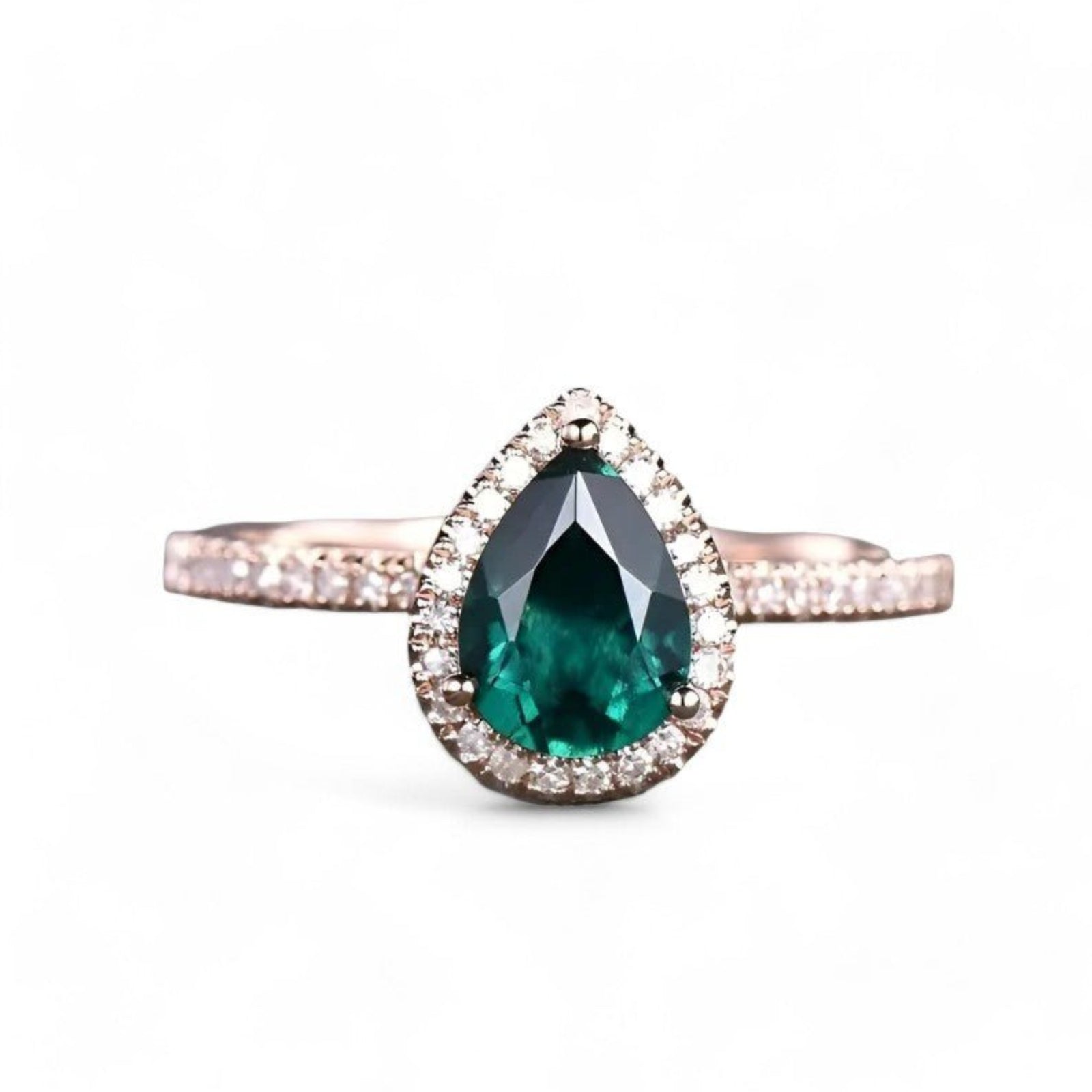 1CT Pear Cut Emerald Ring - GEMPARA