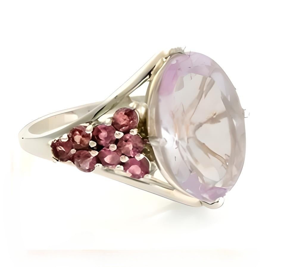 1CT Pink Amethyst and Tourmaline Ring - GEMPARA