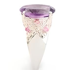 1CT Pink Amethyst and Tourmaline Ring - GEMPARA
