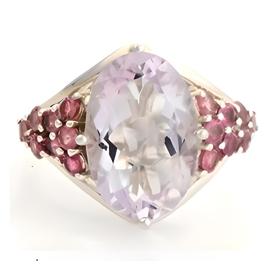 1CT Pink Amethyst and Tourmaline Ring - GEMPARA