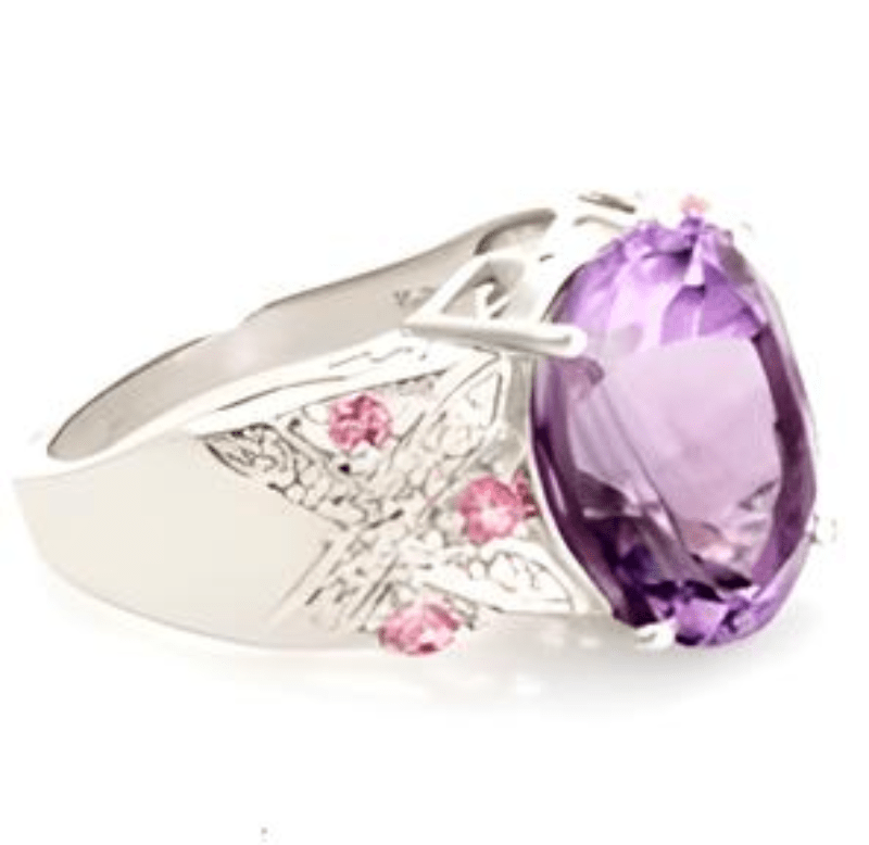 1CT Pink Amethyst and Tourmaline Ring - GEMPARA