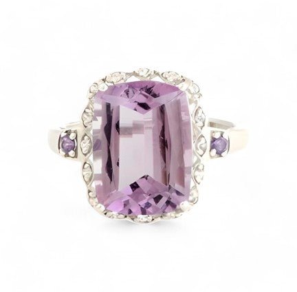1CT Pink Amethyst Cushion Ring - GEMPARA