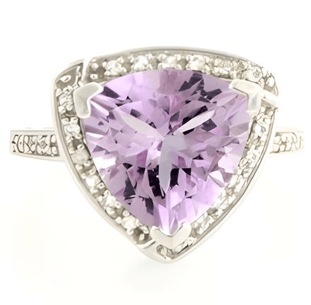 1CT Pink Amethyst Trillion Ring - GEMPARA