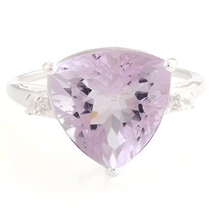 1CT Pink Amethyst Trillion Ring - GEMPARA