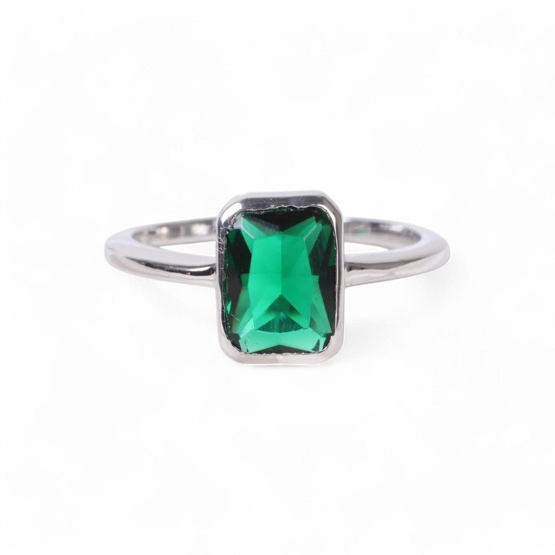 1CT Radiant cut Bezel Lab Emerald Ring - GEMPARA