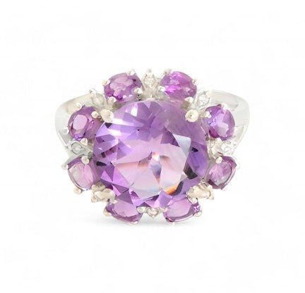 1CT Round Amethyst Floral Ring - GEMPARA