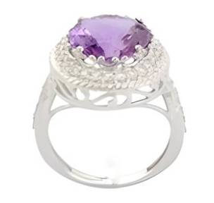 1CT Round Amethyst Halo Ring - GEMPARA