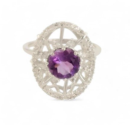 1CT Round Amethyst Magnum Ring - GEMPARA