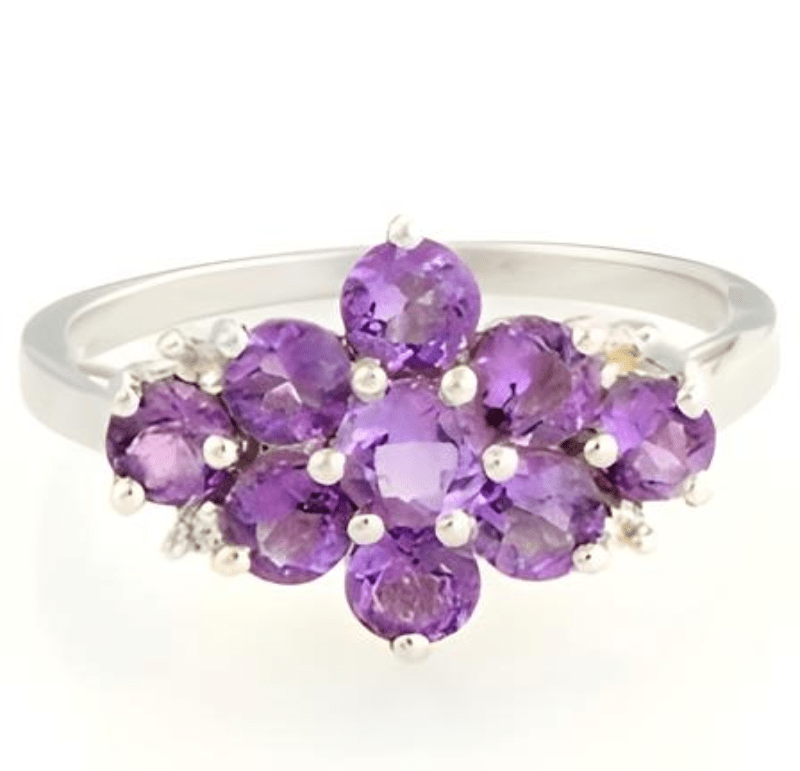 1CT Round Cluster Amethyst Ring - GEMPARA