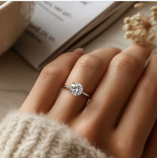 1.00 ct Round Natural Diamond Solitaire Ring – 14K Solid Gold (SI–G/H Minimum)