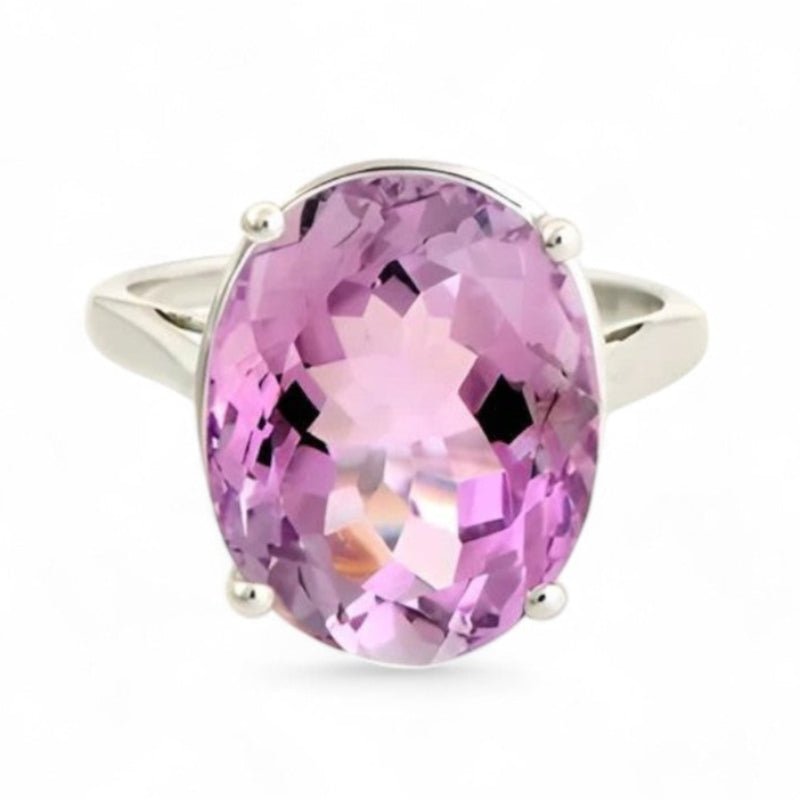 1CT Solitaire Oval Pink Amethyst Ring - GEMPARA
