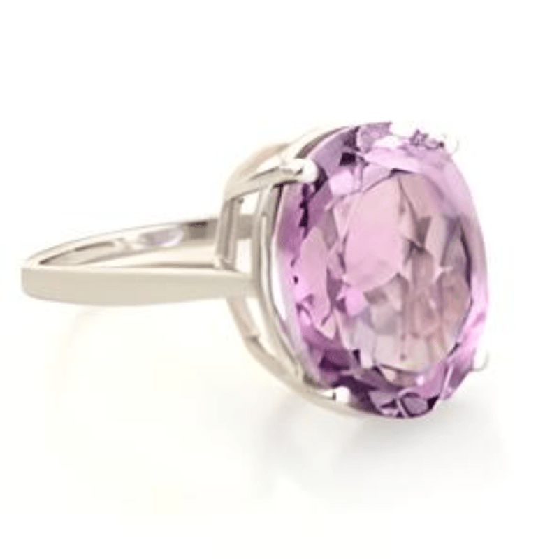 1CT Solitaire Oval Pink Amethyst Ring - GEMPARA
