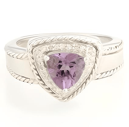 1CT Trillion Pink Amethyst Halo Ring - GEMPARA