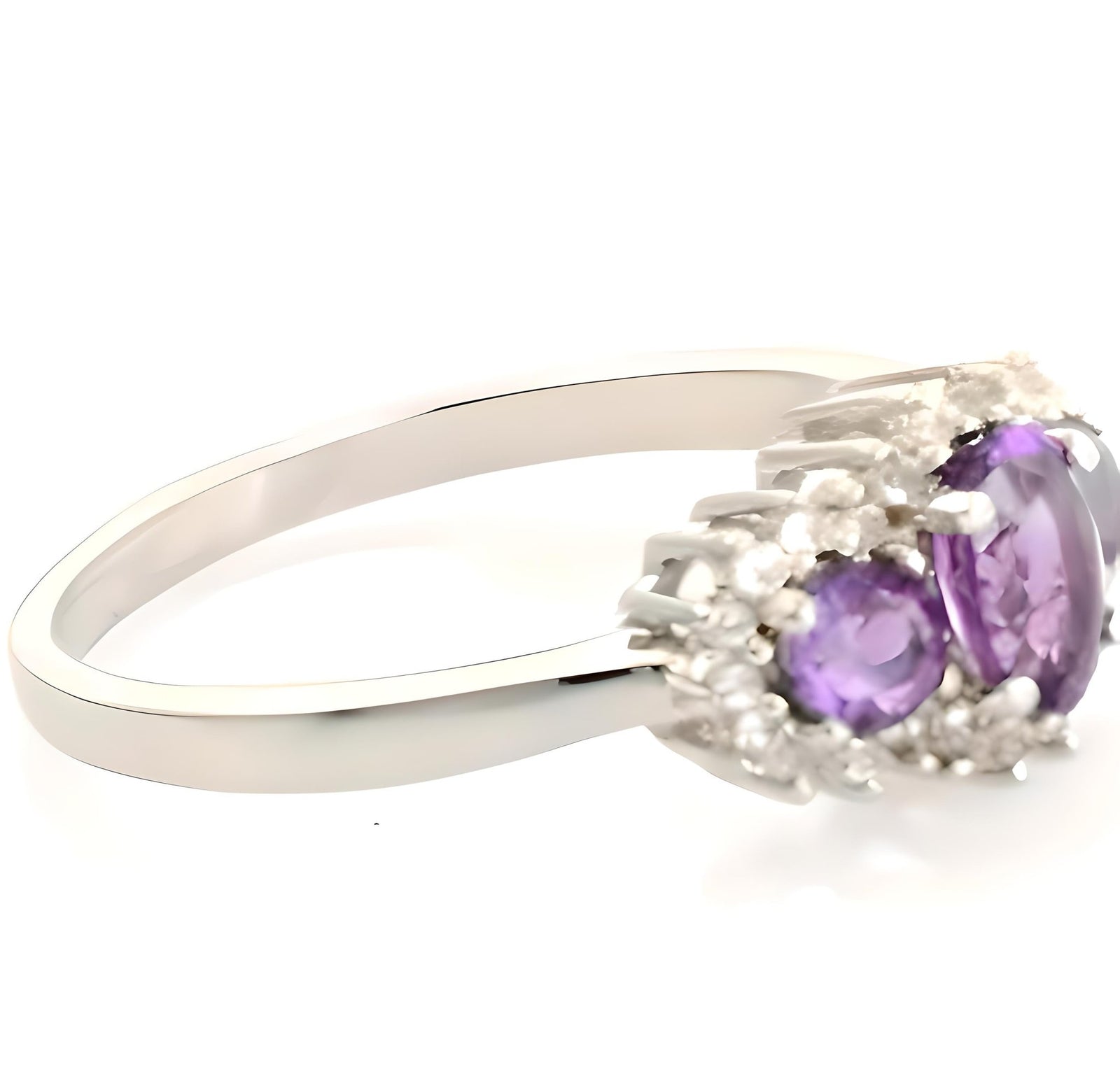 2 CT Amethyst Three Stone Ring - GEMPARA