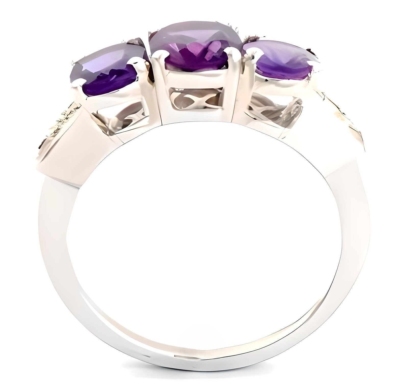 2 CT Amethyst Three Stone Ring - GEMPARA