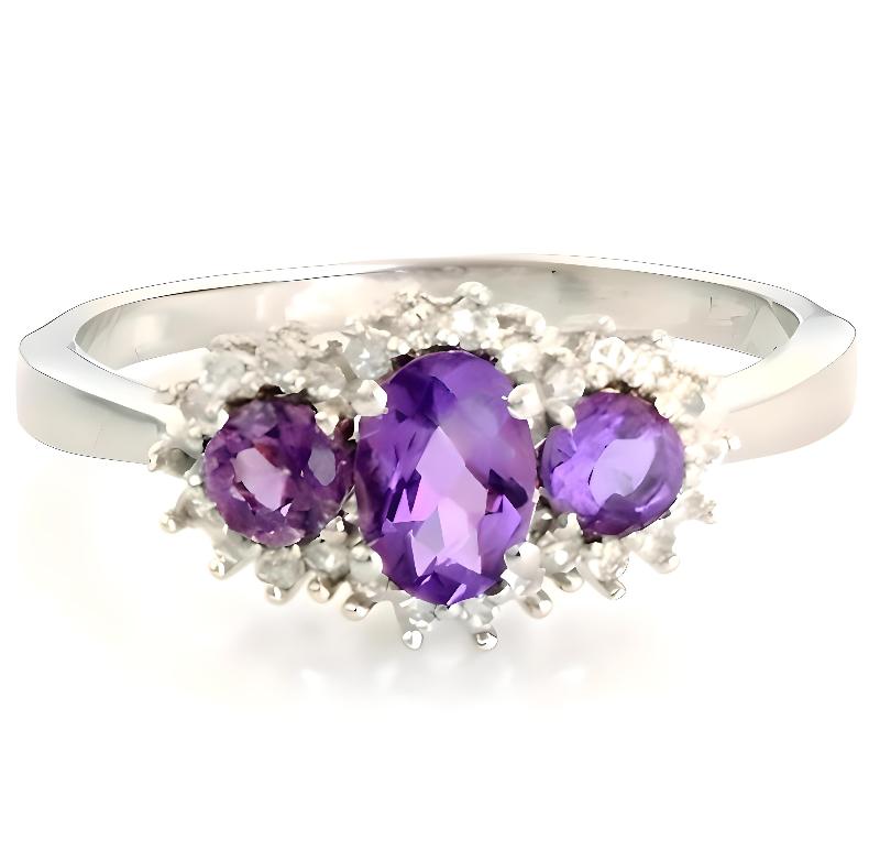 2 CT Amethyst Three Stone Ring - GEMPARA