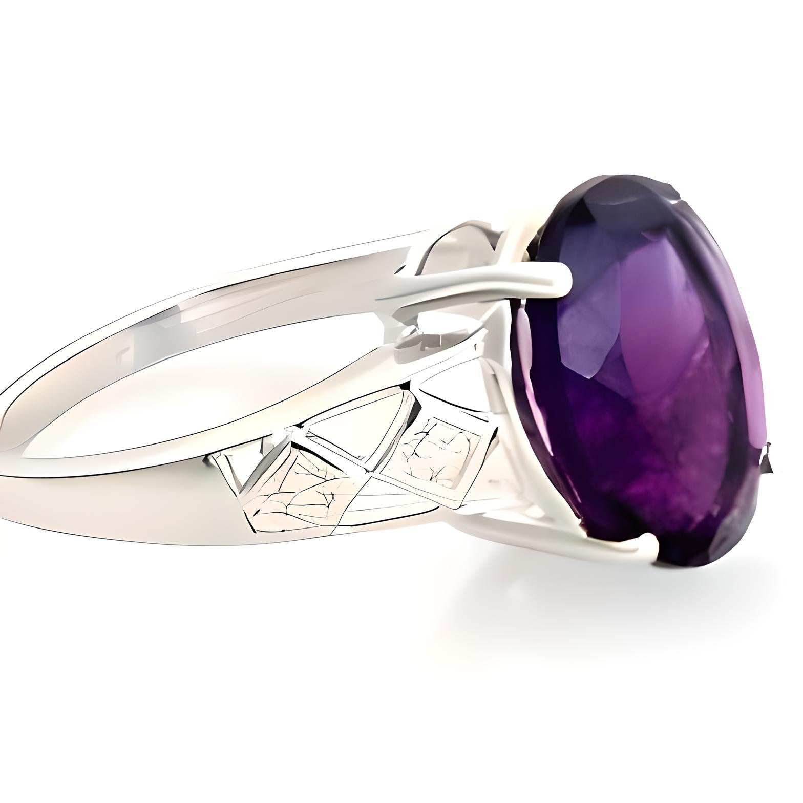2 CT Oval Amethyst Ring - GEMPARA