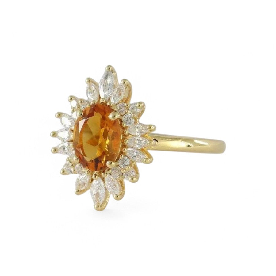 1CT Oval Citrine Halo Ring - GEMPARA