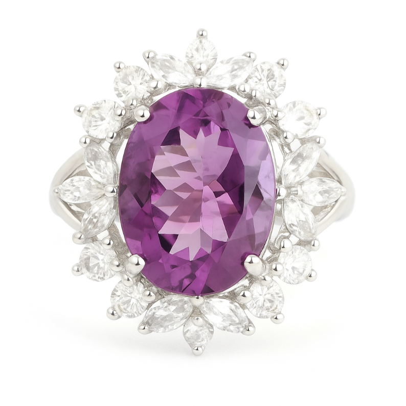 2CT Oval Amethyst Cluster Ring - GEMPARA