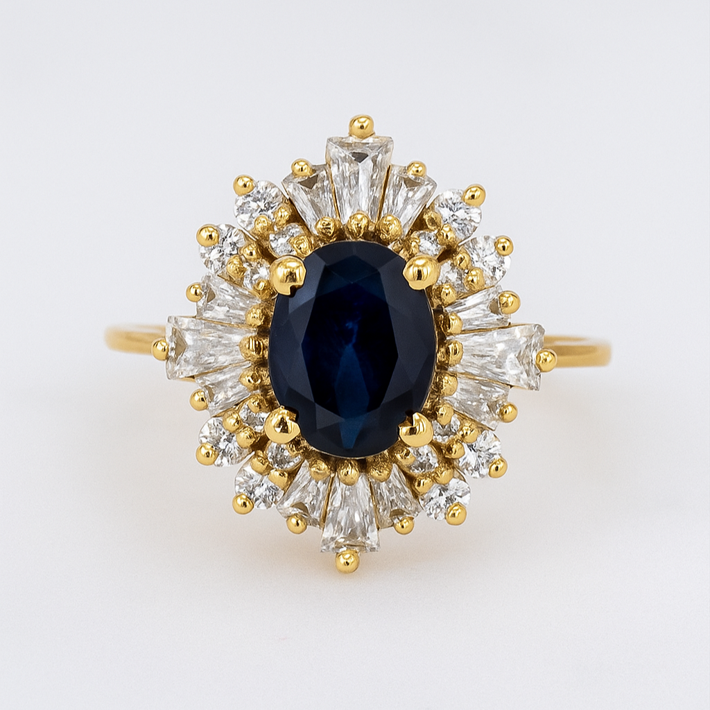 Victoria Lab Blue Sapphire Cluster Ring - GEMPARA